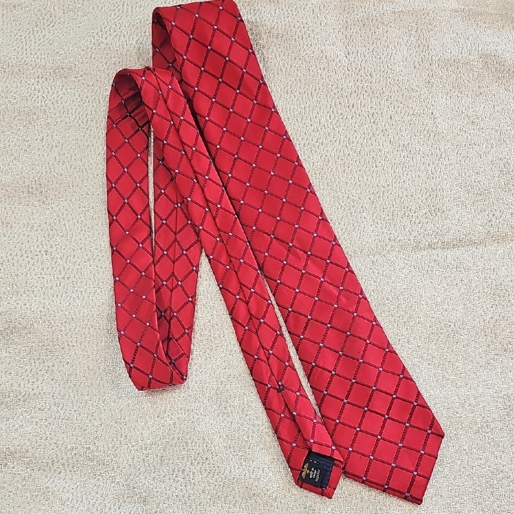 Red and Blue Silk Ties with Geometric Pattern